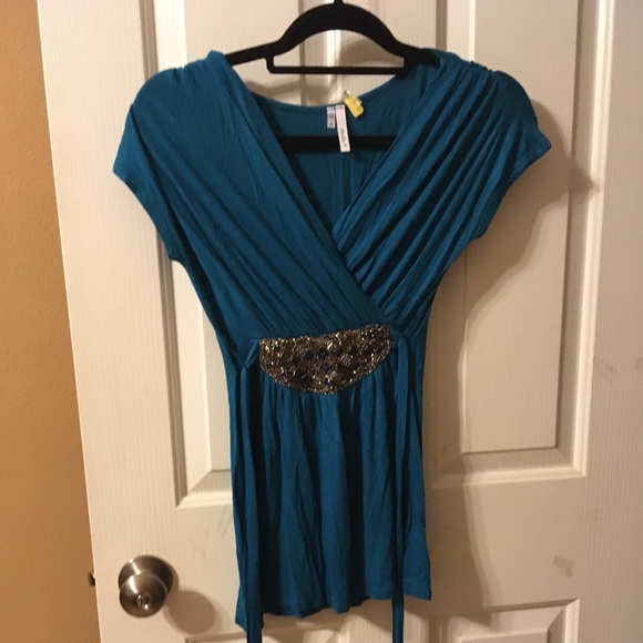 PRICE NEGOTIABLE Beaded Draped Blouse - Picture 2 of 6